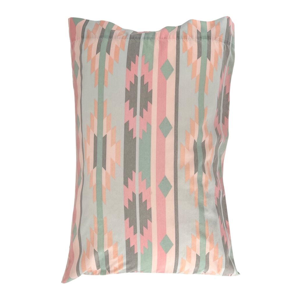 Vintage 80s Soutwestern Pastel Pillowcase Mesa Aztec Lady Pepperell 1980s